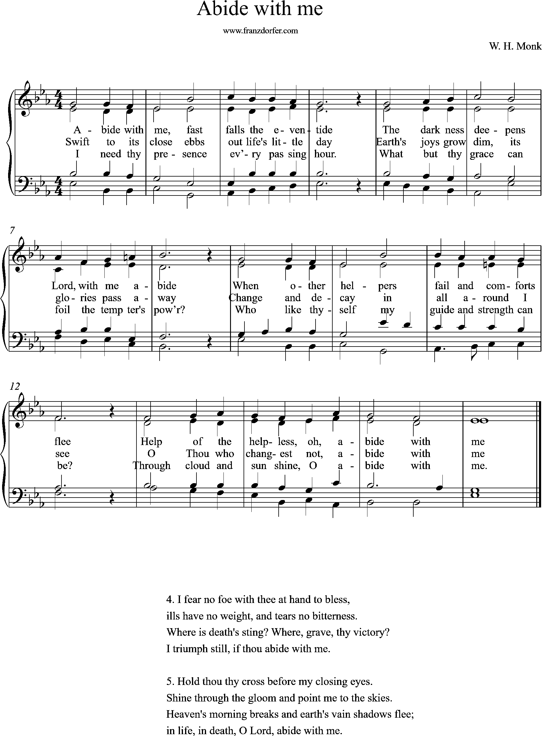 choir-, organ-, sheetmusic, Eb-Major, Abide with me